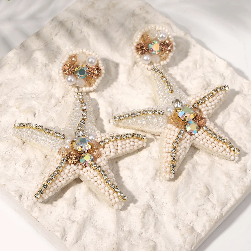 Beaded Starfish Earrings