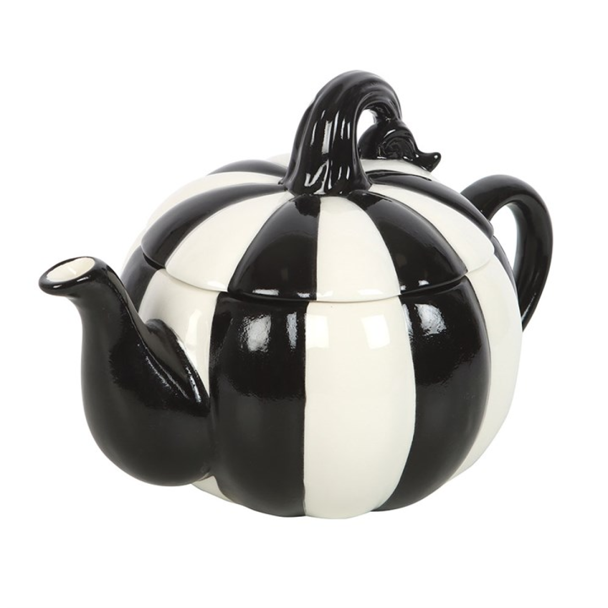 Black and White Striped Pumpkin Teapot