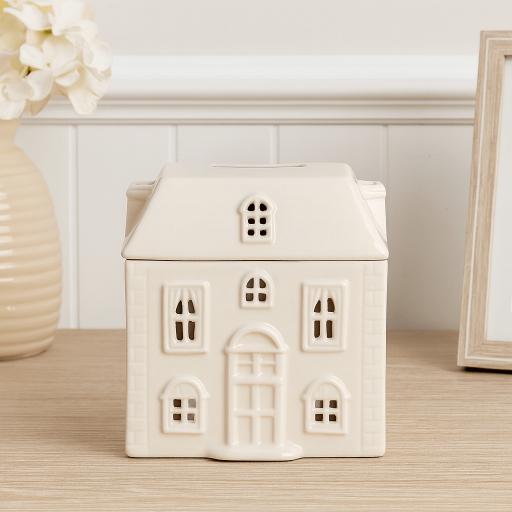 White Ceramic House Oil Burner