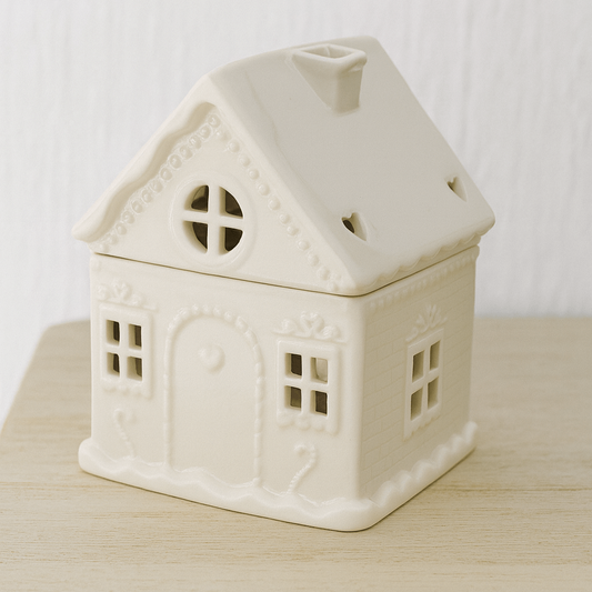 White Gingerbread House Oil Burner