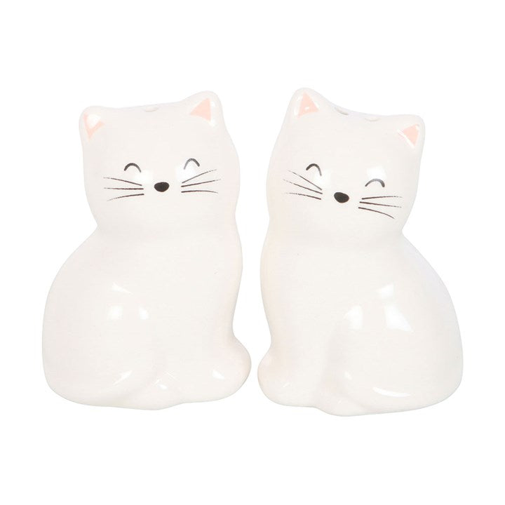 White Cat Shaped Salt and Pepper Shakers