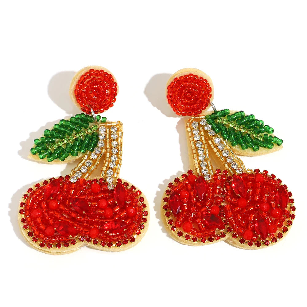 Beaded Cherry Earrings