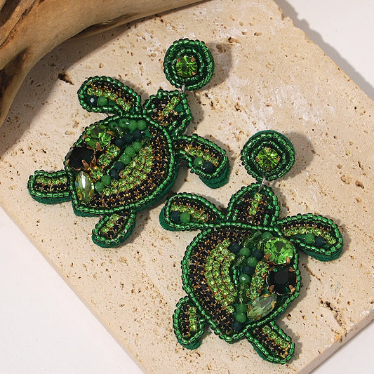 Beaded Turtle Earrings