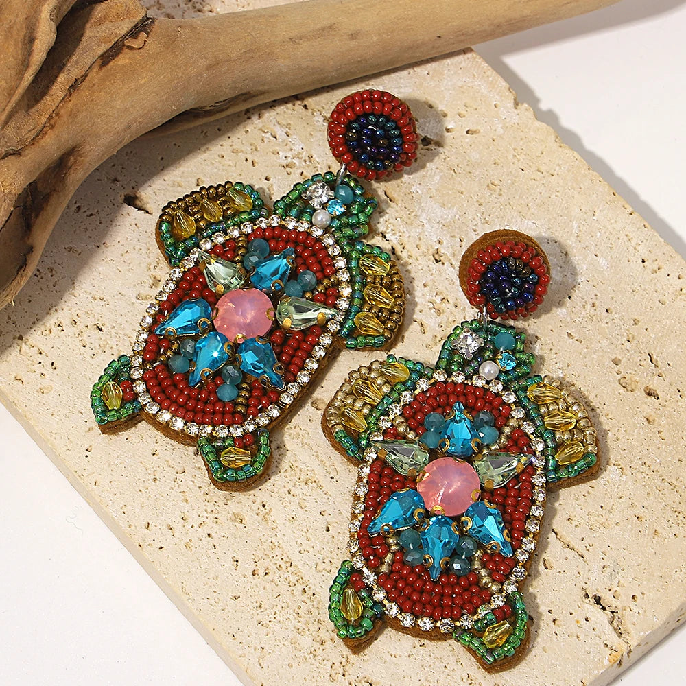 Beaded Turtle Earrings