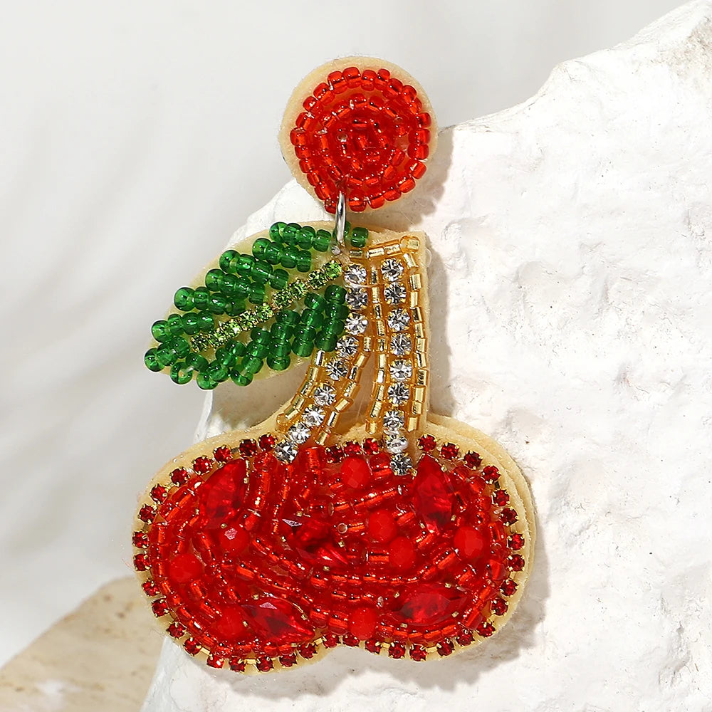 Beaded Cherry Earrings
