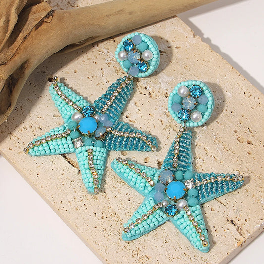 Beaded Starfish Earrings