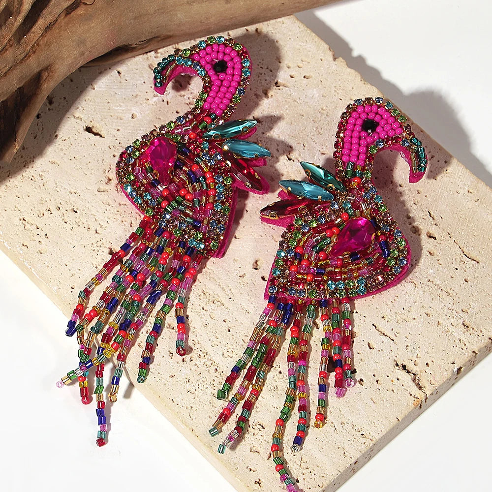 Beaded Peacock Earrings
