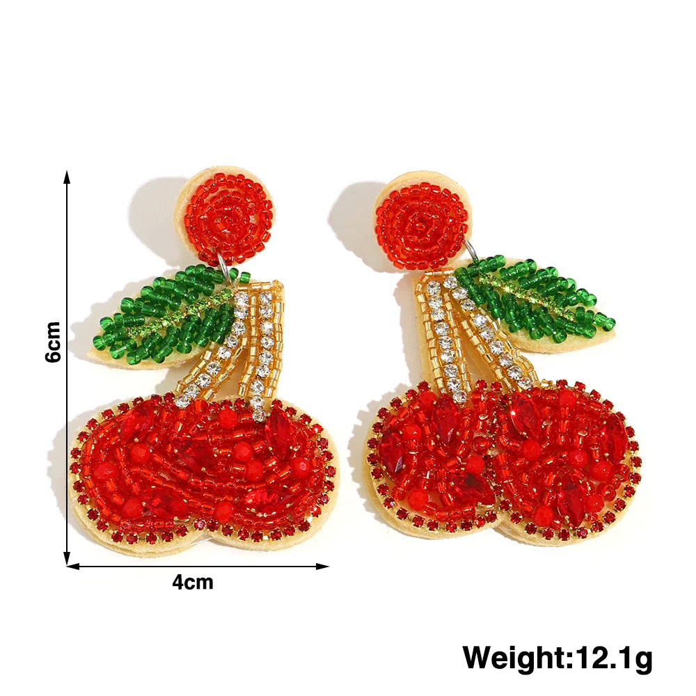 Beaded Cherry Earrings