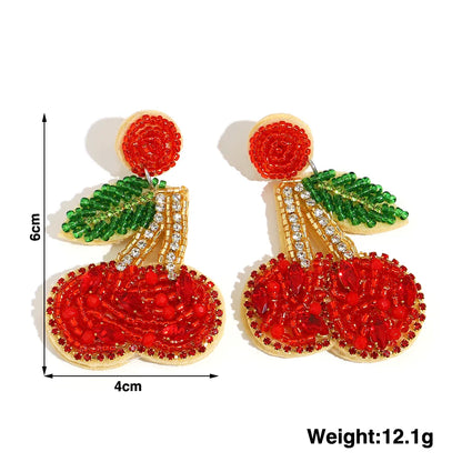 Beaded Cherry Earrings