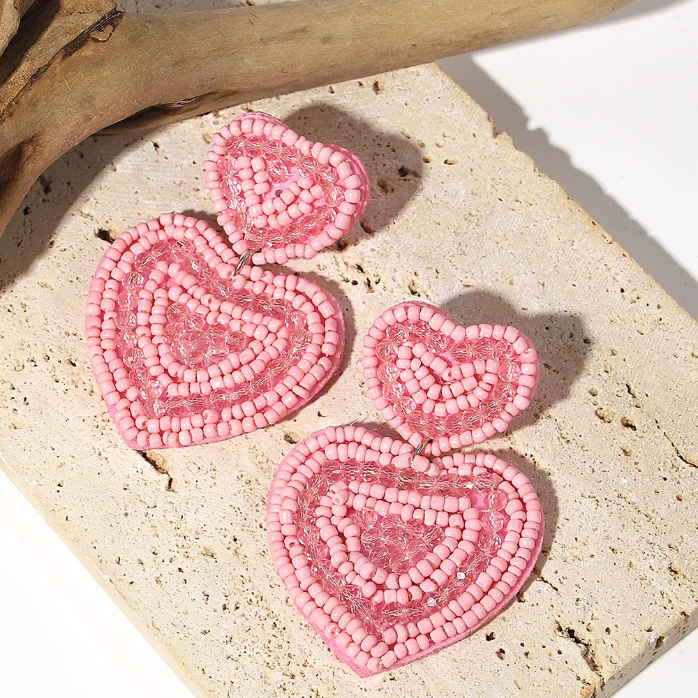 Beaded Heart Earrings