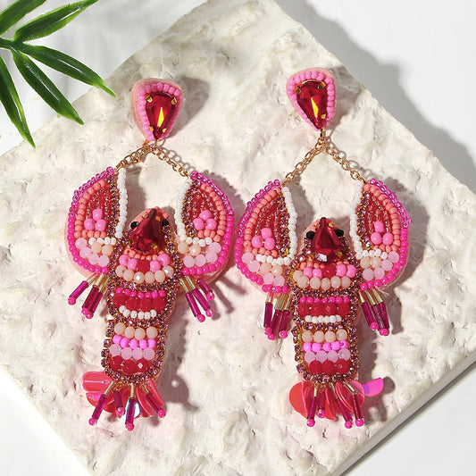 Lobster Beaded Earrings