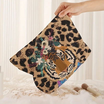 Tiger Corduroy Makeup Bag