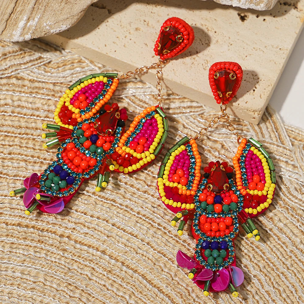 Lobster Beaded Earrings
