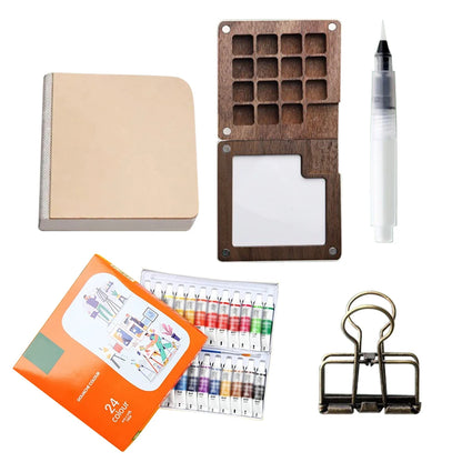 Miniature Artist's Travel Watercolor Palette Set