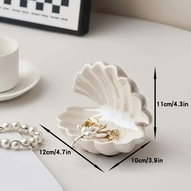 Ceramic Clam Shell Trinket Dish