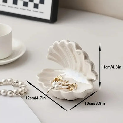 Ceramic Clam Shell Trinket Dish