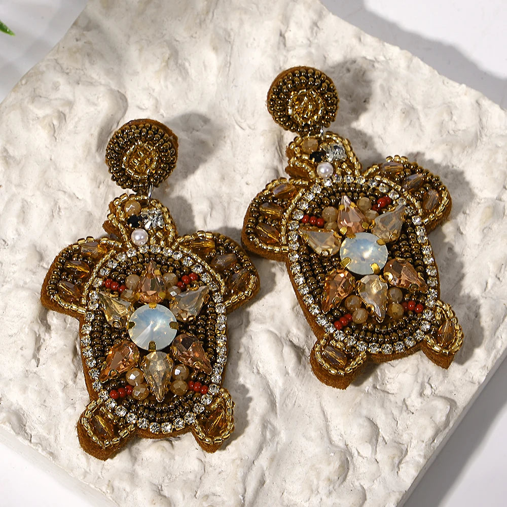 Beaded Turtle Earrings