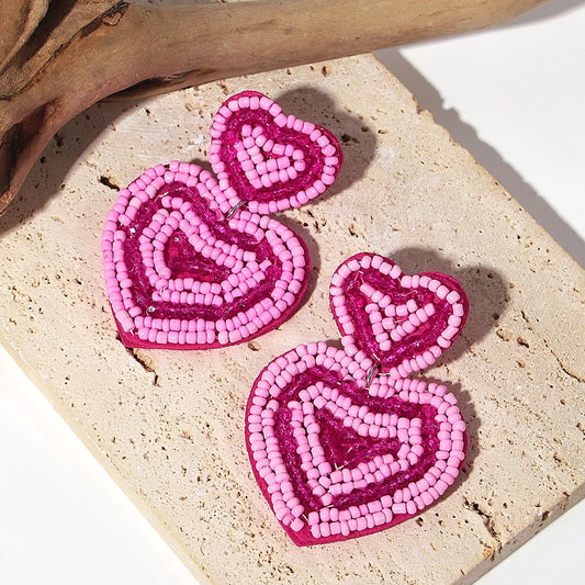 Beaded Heart Earrings