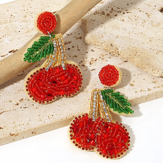 Beaded Cherry Earrings