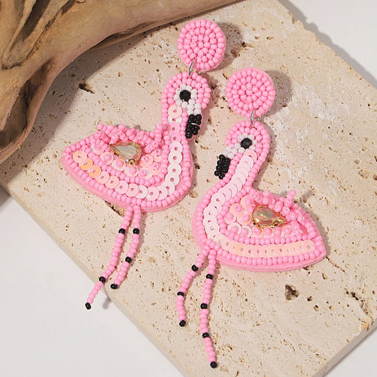 Flamingo Beaded Earrings